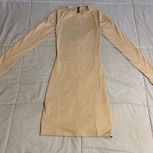 Women's As You Long Sleeve Ruched/Open Back Dress in Nude Beige - Size 2
